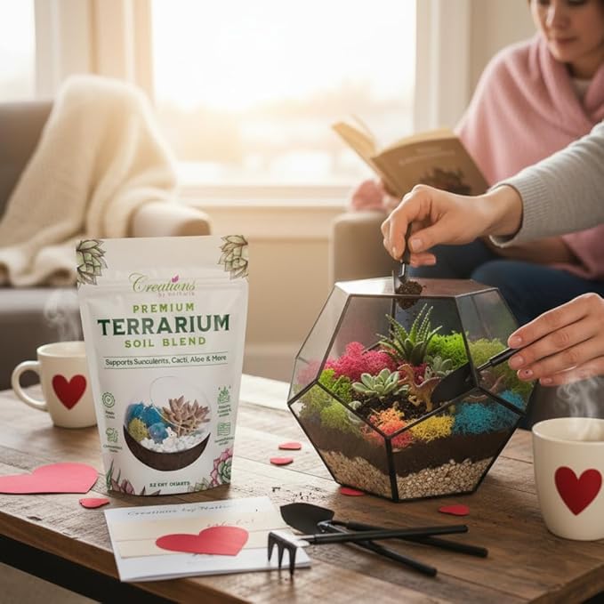 Natural Terrarium Growing Medium Well-Draining Mix for Succulents, Cactus & Aloe, Untreated Pine Bark, Canadian Peat & Coarse Sand