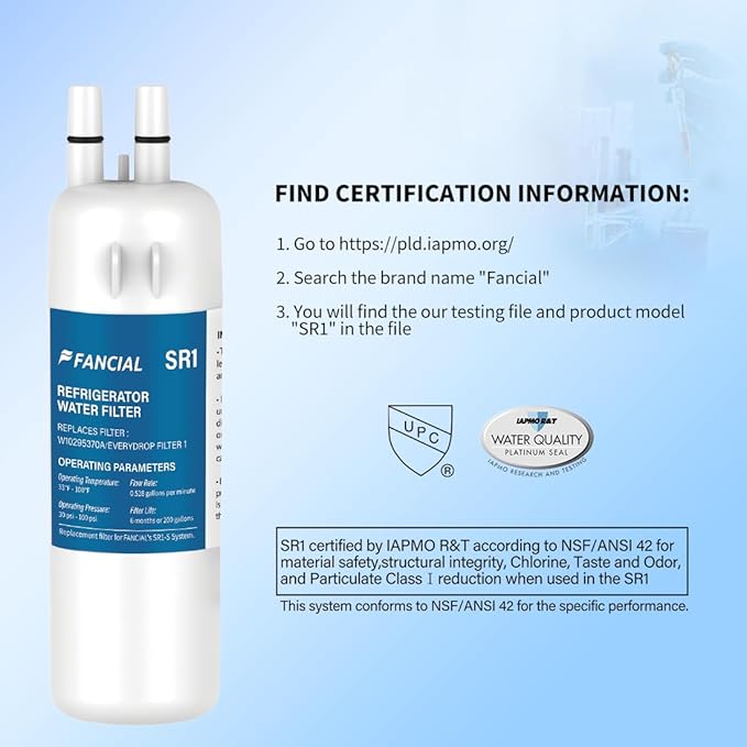 Fancial Refrigerator Water Filters Replacement for Whirlpool, Maytag, KitchenAid-Compatible with EDR1RXD1,W10295370A, Filter 1, WHR1RXD1,6-Month Long Life,three-pack