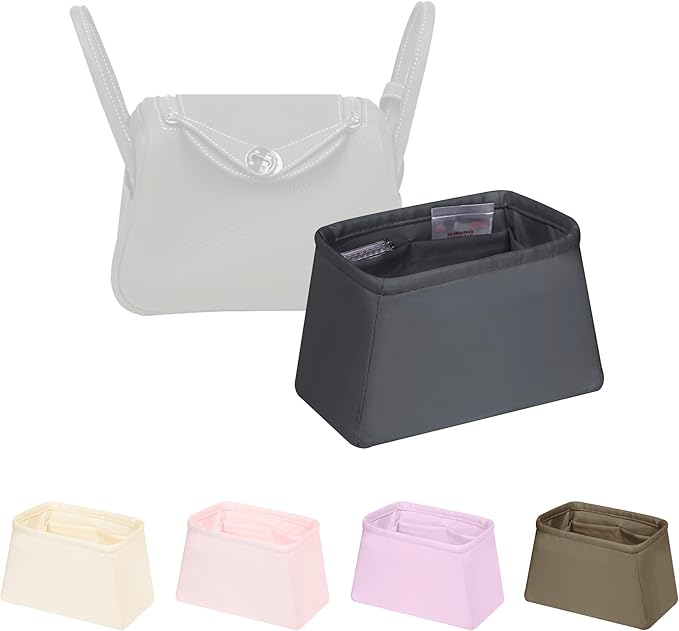 Lindy Bags Organizer Insert, Bag Storage with Silky Satins Material, Lightweight Inner Bag Compatible with Lindy 19 Bag Storage, Handbag Insert with Pockets (Grismeyer, Lindy19)