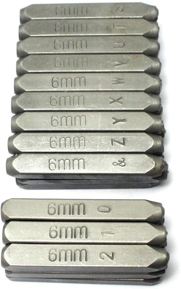 Oudtinx Number and Letter Stamp Set (36 Piece Punch Set/A-Z & 0-9) Industrial Grade Hardened Carbon Steel Metal - 1/4" (6mm) Characters - Perfect for Imprinting Metal, Wood, Plastic, Leather, More!