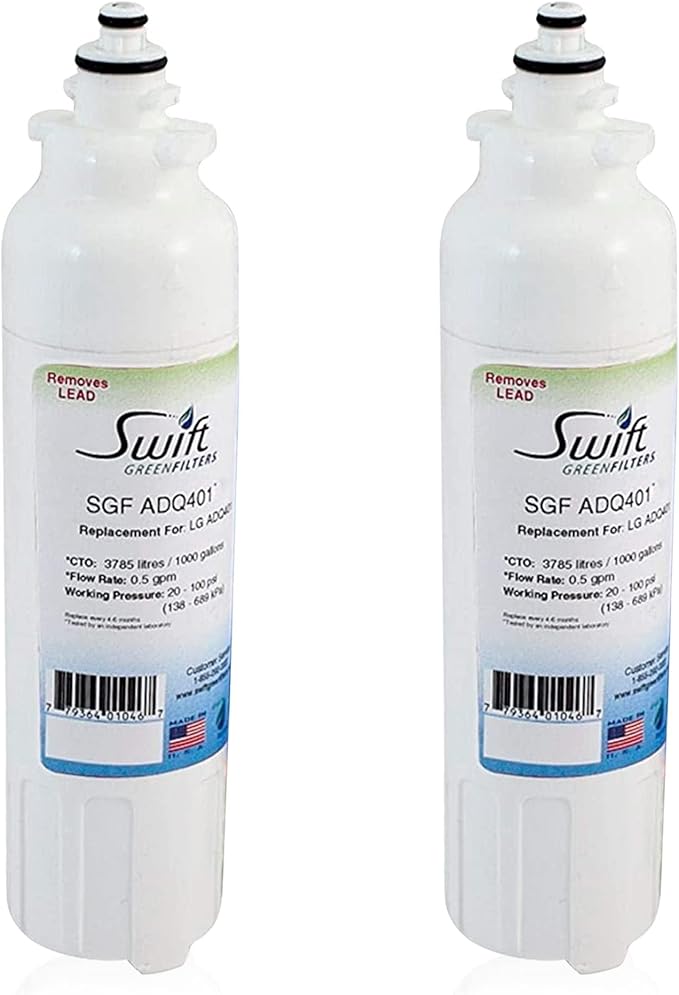 Swift Green Filters SGF-ADQ401 Compatible Refrigerator Water Filter for LG LT800P, ADQ73613401, Made in USA (2 Pack)