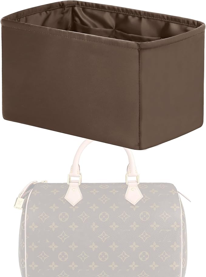 Purse Handbag Silky Organizer Insert Keep Bag Shape Fits LV Speedy 16/20/25/30/35/45 bags, Luxury Handbag Tote Lightweight Sturdy(Etoupe grey, Speedy 35)