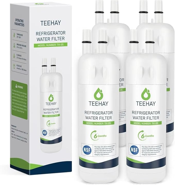 TEEHAY WHR1RXD1 Water Filter Replacement, Compatible with WRS571CIHV, WRS321SDHV, WRS321SDHB, WRS321SDHW, WRS321SDHZ, WRS325SDHV, WRS571CIHB, WRSF5836RZ, WRF560SEYM, WRS325SDHB, 4 Pack