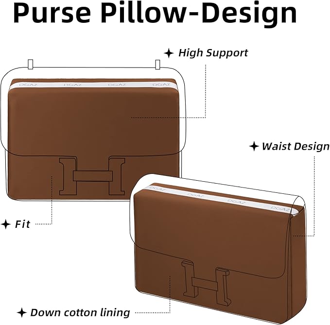 DGAZ Purse Pillow Shaper Insert for Hermes Constance 19/New19/24/New24 Bags, Silky Pillow Shaper for Luxury Handbags(Gold,C24)