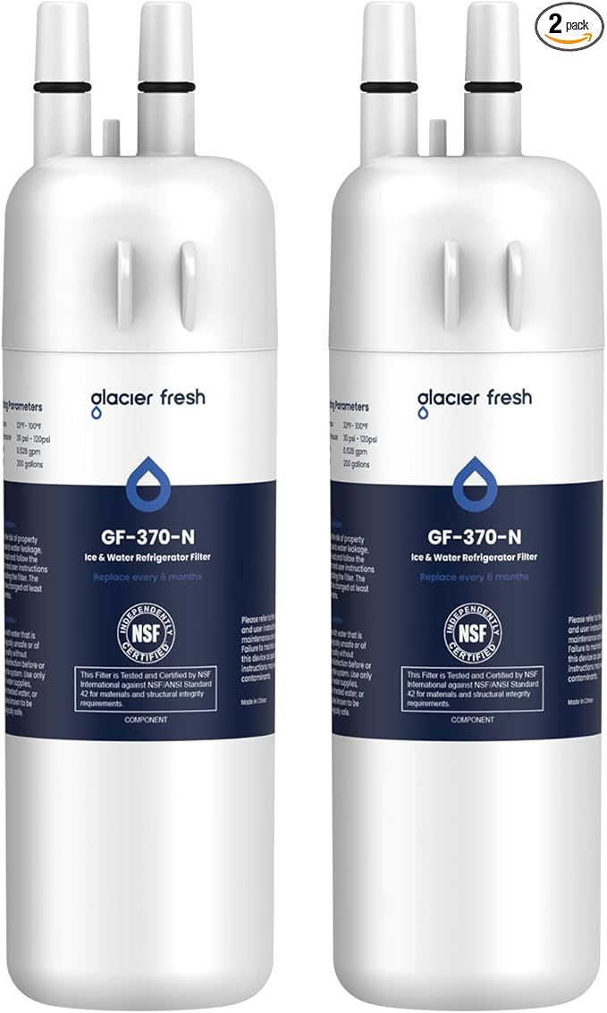 GLACIER FRESH EDR1RXD1 Refrigerator Water Filter Compatible with W10295370A, EDR1RXD1, WHR1RXD1, KAD1RXD1, Filter 1, W10295370, P4RFWB, P8RFWB2L, 46-9930, 46-9081 Refrigerator Water Filter,2 Pack
