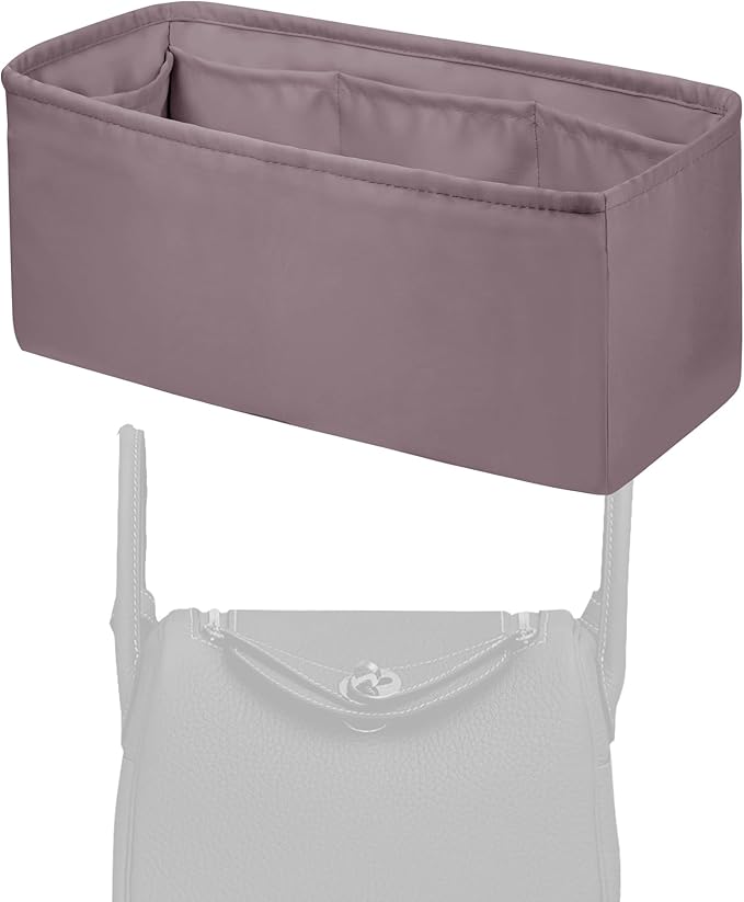 Purse Handbag Silky Organizer Insert Keep Bag Shape Fits Herme Lindy 19/26/30/34 bags, Luxury Handbag Tote Lightweight Sturdy(Konjac Purple,LD 34)