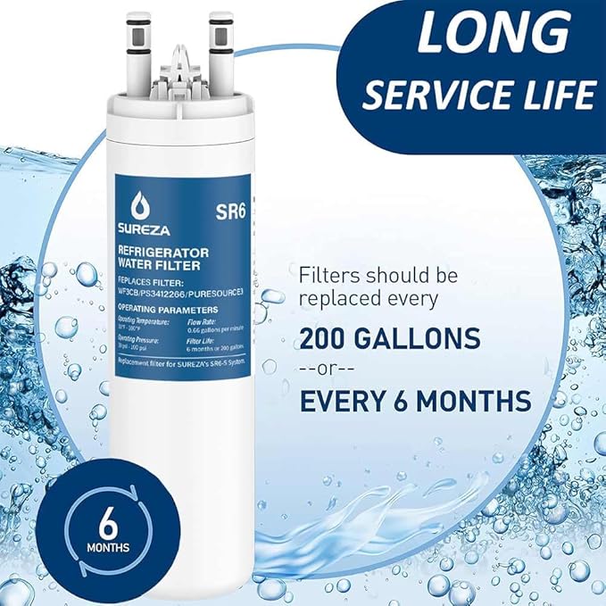 WF3CB Puresource 3 Refrigerator Water Filter replacement for Pure Source 3, Puresource 3 Water Filter, 706465, WF425, PS3412266, AP4567491, 242017800, 242069601, 242086201, DGUS2635LE, 3Pack