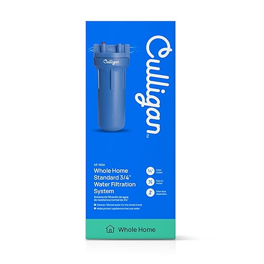 Culligan HF-150A Whole House Water Filter Housing - 3/4" Inlet/Outlet, Standard Duty, Sediment Water Filtration System, UV-Resistant Opaque Design, Pressure Relief Valve, NSF Certified
