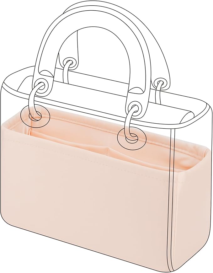 DGAZ Silk Purse Organizer Insert For Lady-Dior Micro/Mini/S/M/L bags，Silky Smooth Bag Organizer，Luxury Handbag & Tote Shaper(Rose dragee,Mini)