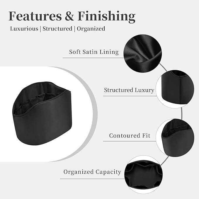 Purse Organizer Insert for In The Loop 18/23, Satin Bag Organizer Compatible with Hermes Bags, Lightweight Women Purse Essentials, Soft Touch Inner Liner with Multiple Pockets(Black, Loop 18)