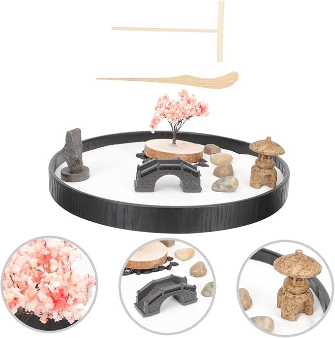 Milisten 1Set Zen Sandbox Ornaments Meditation Adornment for Home Decor Japanese Style Miniature Sand Table Zen Culture Enthusiasts Cozy and Calming Space