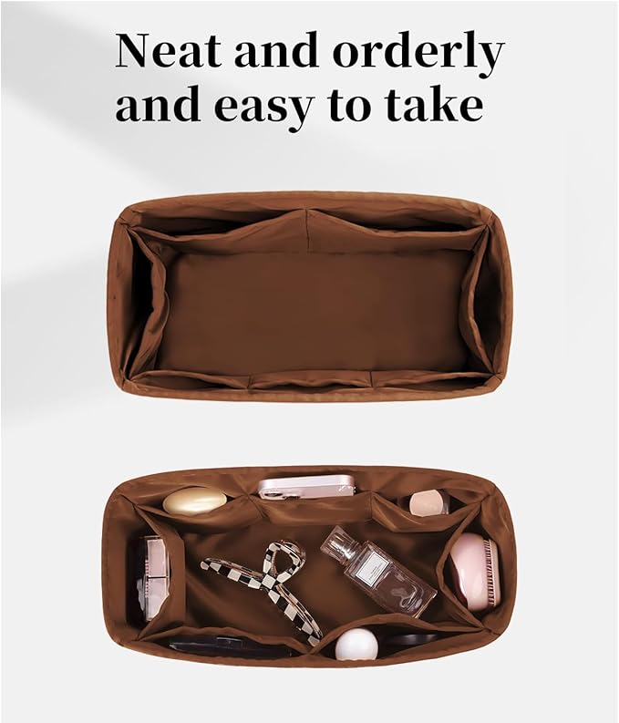 Mini Lindy Bag Insert, Luxury Bags Storage with Silk, Lightweight Inner Bag Compatible with Lindy 19 Bags, Multiple Pockets Large Capacity(Gold, Lindy19)
