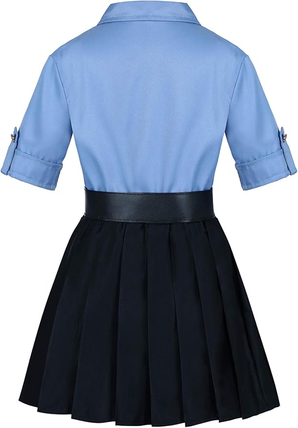 Girls Police Officer Costume Kids Cop Outfit for Halloween Party Dress Up