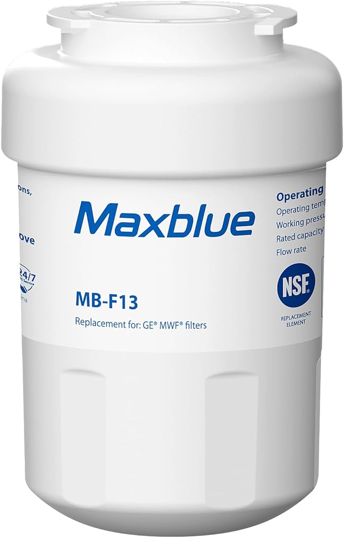 Maxblue MB-F13 Replacement for GE® MWF®, SmartWater® MWFP, MWFINT, MWFA, GWF, HDX FMG-1, GSE25GSHECSS, WFC1201, RWF1060, Kenmore® 9991 Refrigerator Water Filter