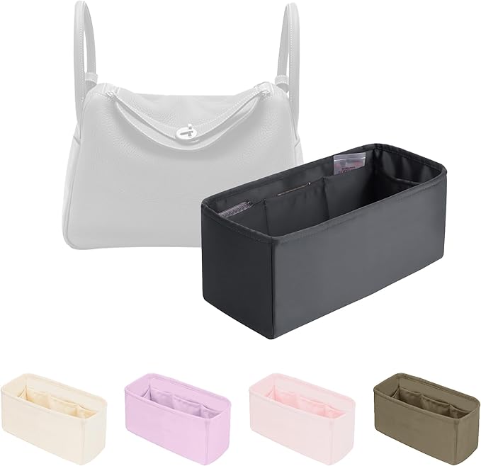 Lindy Bags Organizer Insert, Bag Storage with Silky Satins Material, Lightweight Inner Bag Compatible with Lindy 30 Bag Storage, Handbag Insert with Pockets (Grismeyer, Lindy30)