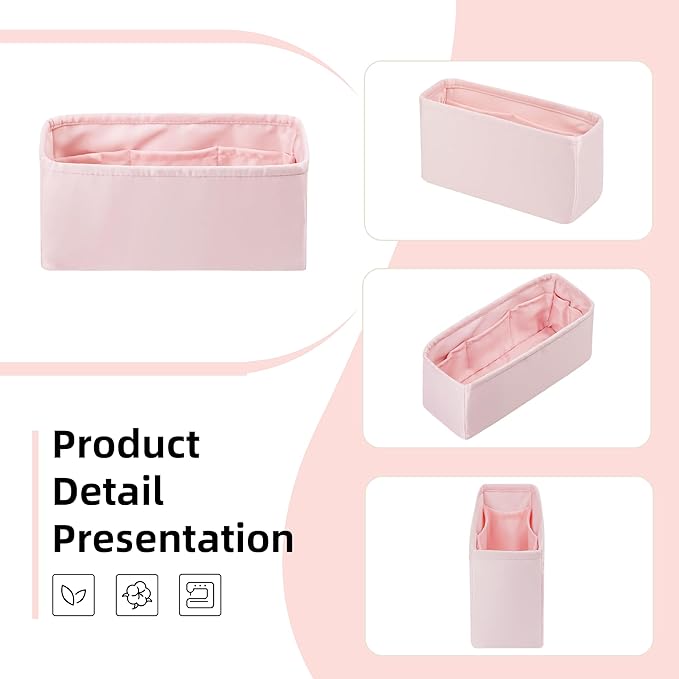 DGAZ Silk Purse Organizer Insert For Lady-Dior Micro/Mini/S/M/L bags，Silky Smooth Bag Organizer，Luxury Handbag & Tote Shaper（Pink，Micro）
