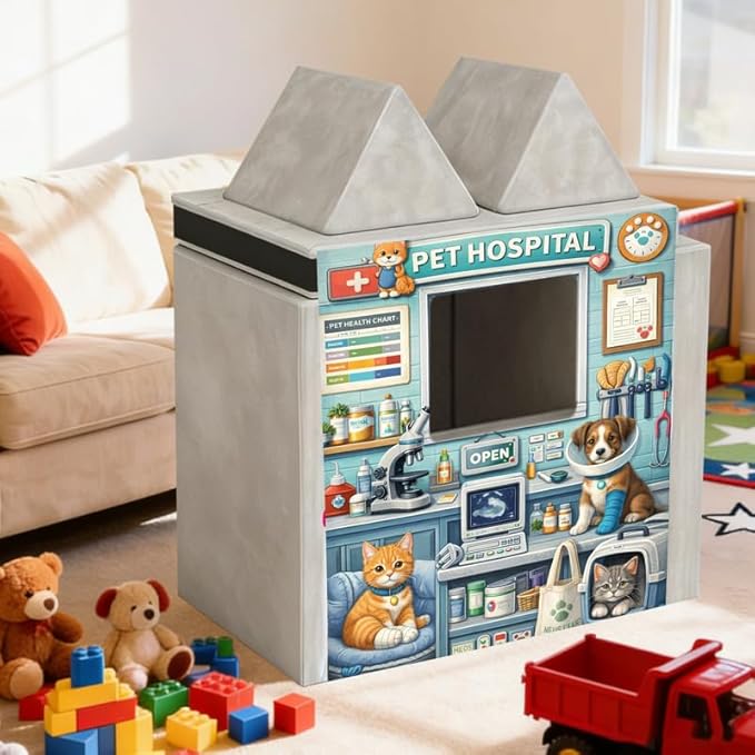Foam Play Couch Panels - Pet Hospital Theme,Soft Sofa Accessories,Modular Play Panels,33.5x37 Inches
