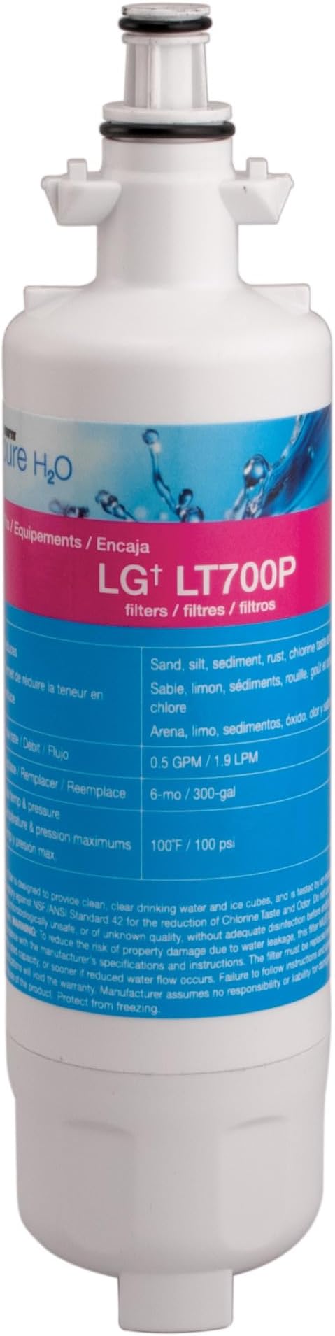 Watts L-3 LG Refrigerator Water Filter Replacement Cartridge, Compatible with LT1000P/ADQ73613401, 6-Month Life, Reduces Lead, Chlorine, Taste & Odor, NSF Certified