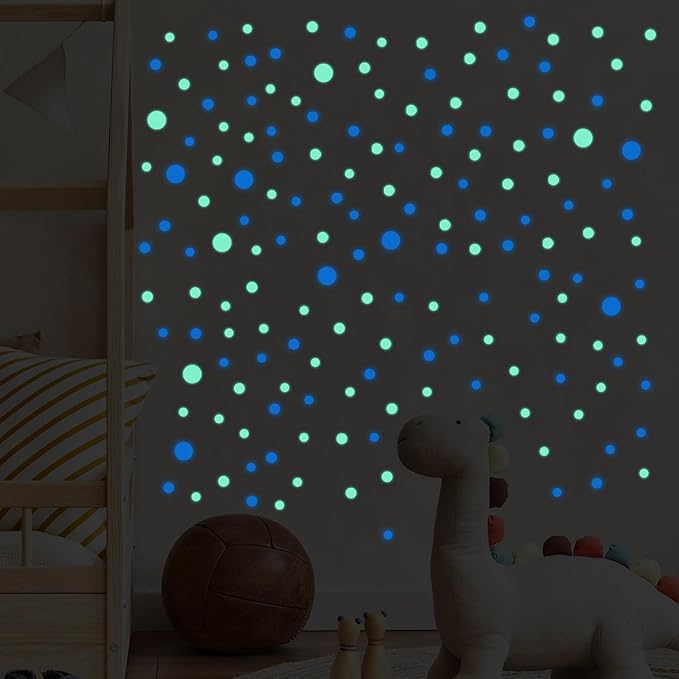 Glow in The Dark Dots Stickers, 404 Pcs 3D Ceiling Wall Glowing Dots Sticker, Self-Adhesive Glow-in-The-Dark Dot Decals Decor for Ceiling Kids Gifts Bedroom Bedding Room Decorations (Blue, Green)