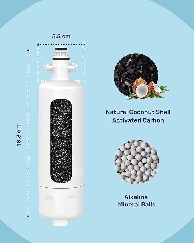 Wamery Alkaline Refrigerator Water Filter Replacement - Model LT700P/LT700PC (ADQ36006101), 6-Month/200-Gallon Life, Twist-In Tool-Free Install, IAPMO to NSF/ANSI 42, Leak-Free Seal, 1 Pack