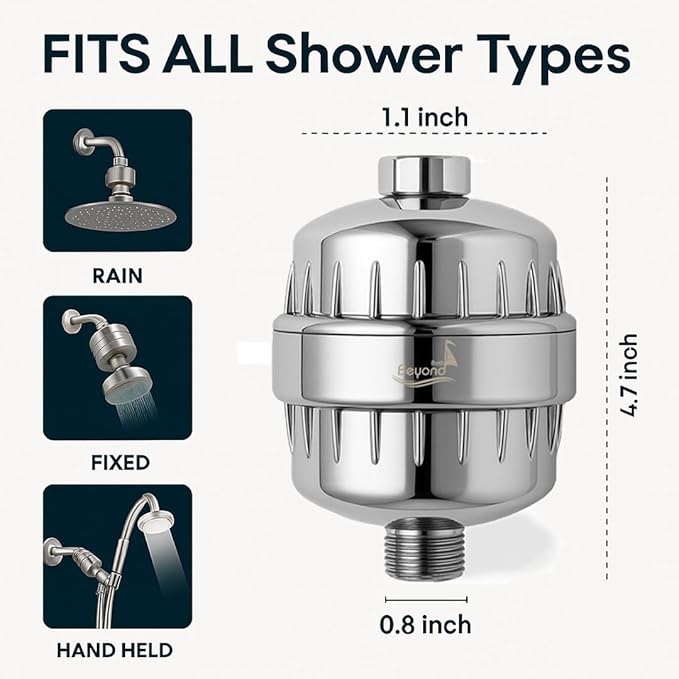 30 Stage Shower Filter Shower Head Filter High Output Softener Reduces Dry Skin Chlorine Odors Chrome Hard Water Shower Head Filter