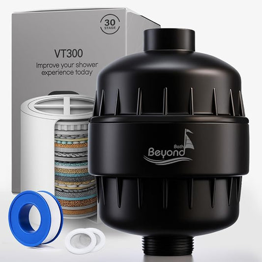 30 Stage Shower Filter Shower Head Filter High Output Softener Reduces Dry Skin Chlorine Odors Black for Hard Water Shower Head Filter Black