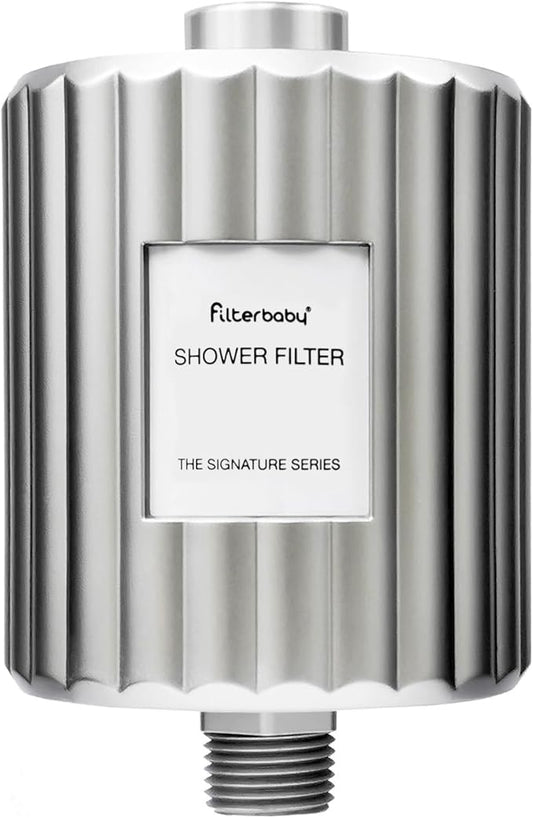 Filterbaby Signature Shower Filter for Sensitive Skin & Hair, Expert Developed,Lab Tested to Reduce up to 99% Chlorine & Chloramine,Reduce Common Water Impurities,Strong Water Flow,Easy Install,Chrome