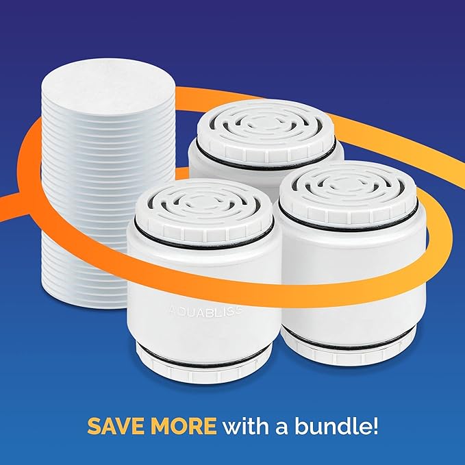 Aquabliss SFC500 Filter Cartridges 3pcs & 30pc Pack of Sediment Pads (Exclusive Bundle)