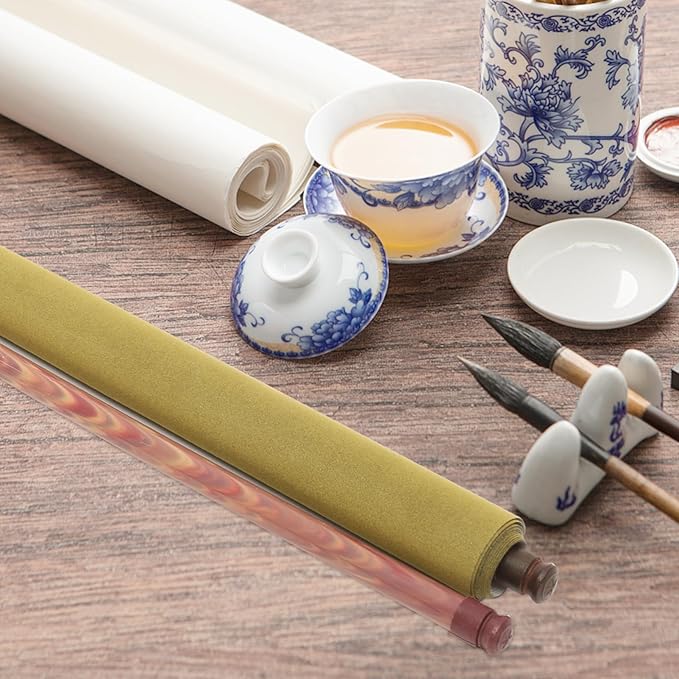 TEHAUX 2m Reusable Chinese Calligraphy Water Writing Cloth Lightweight Practice Canvas for Beginners for Brush and Ink Calligraphy Easy to Store and Use