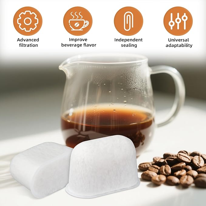 6 Pack Resin Coffee Machine Water Filters Replacement for Breville Espresso Machine BWF100, 870 878 880 860 840 810 450 500, Hard Water Softener & Chlorine Removal