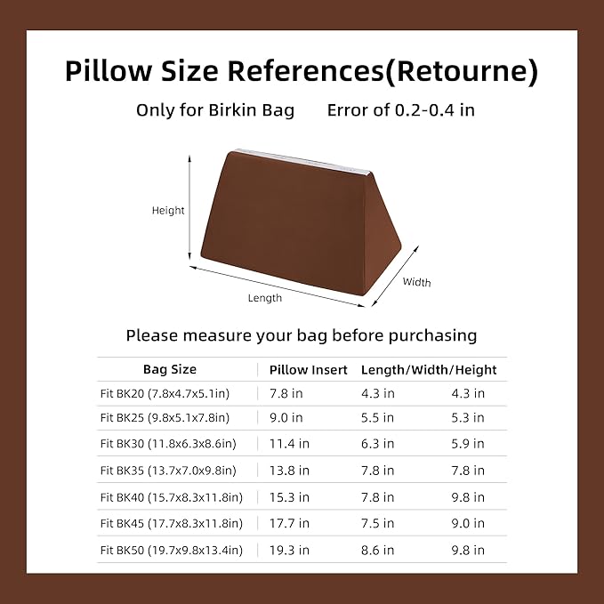 DGAZ Purse Pillow Shaper Insert,Luxury Handbag Tote Shapers, Memory Foam- Fits Birkin 20/25/30/35/40/45/50 Bag(Gold,BK45)