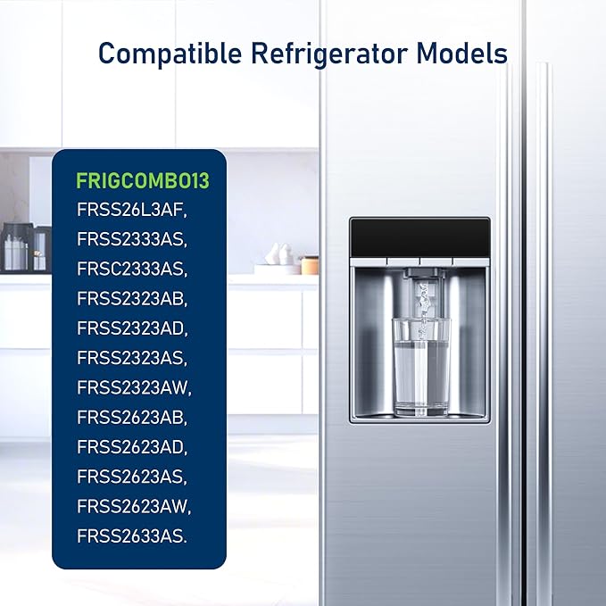 TEEHAY PWF-1 FPPWFU01 Water Filter & PureAir Ultra II PAULTRA2 Air Filter Combo, Compatible with Frigidaire FRIGCOMBO13, FRSS2323AD, FRSS2323AS, FRSS2323AW, FRSS2623AB, 2 Combo