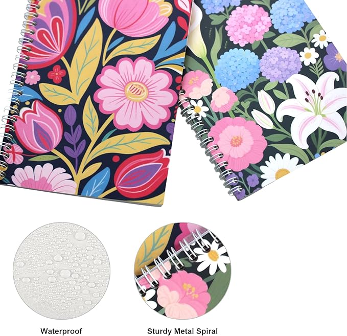 BetterJonny 2 Pcs Reusable Sticker Book Collecting Album Blank Sticker Storage Organizer Book, A5 Size 32 Inner Pages Per Album, Release Paper for Collecting Stickers, Labels(Flowers)