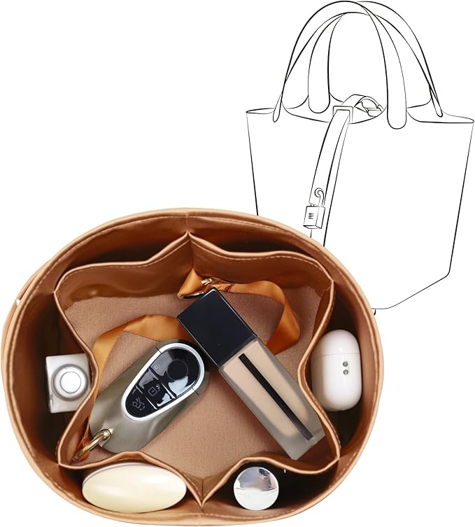 Silky Bag Insert Fit for Hermes Picotin 18/22, Silky Purse Organizer, Lightweight and Silk Touch (Fits PC18, Gold)