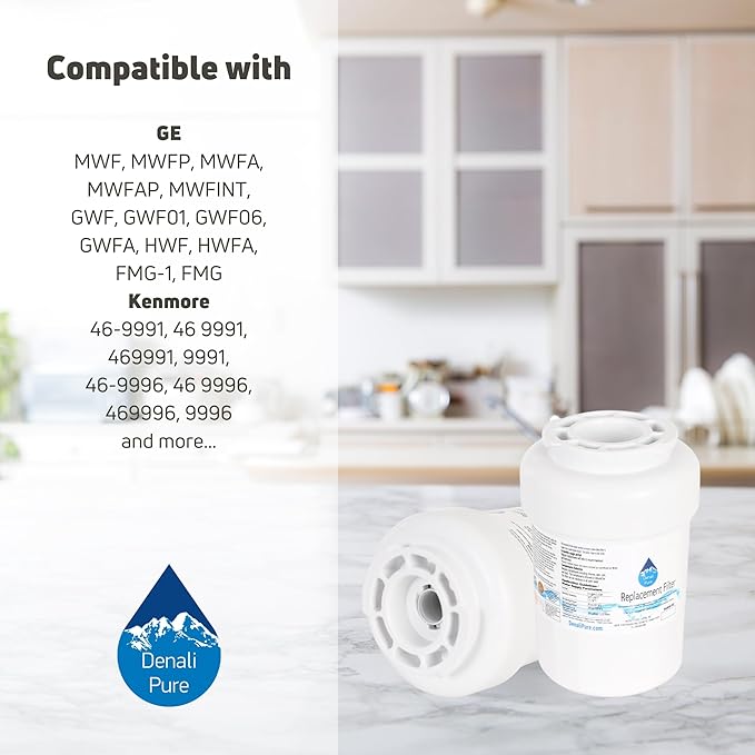 Denali Pure 3-Pack Replacement for GE GSHS5KGXCCSS Refrigerator Water Filter - Compatible with MWF, MWFP Fridge Water Filter Cartridge