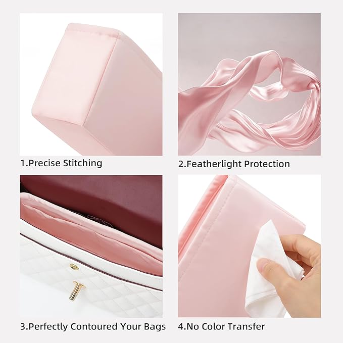 DGAZ Silk Purse Organizer Insert For Lady-Dior Micro/Mini/S/M/L bags，Silky Smooth Bag Organizer，Luxury Handbag & Tote Shaper（Pink，Micro）