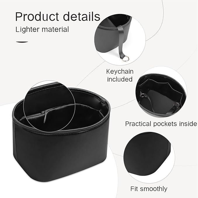 Silky Bag Insert Fit for Hermes Picotin 18/22, Silky Purse Organizer, Lightweight and Silk Touch (Fits PC22, Black)