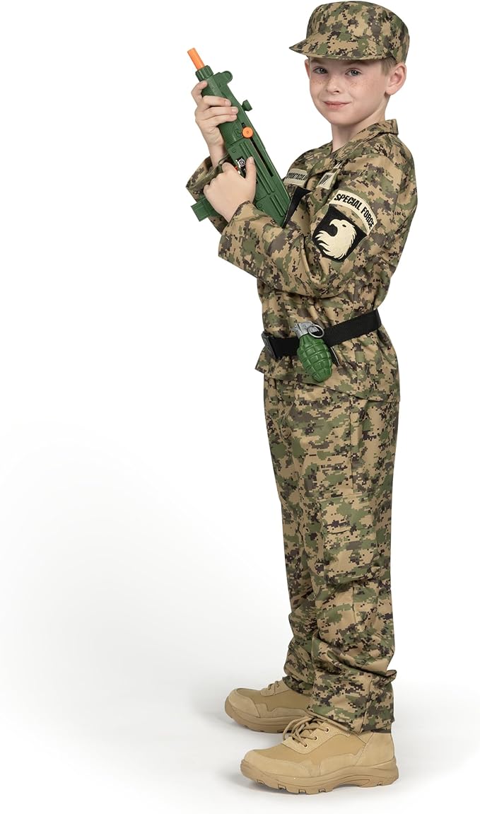 Spooktacular Creations Army Costume for Boys, Kids Military Costume, Soldier DressUp with Accessories for Halloween Roleplay