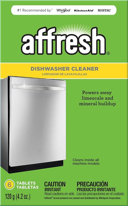 everydrop by Whirlpool Ice and Water Refrigerator Filter 1, EDR1RXD1, Single-Pack, Purple & Affresh Dishwasher Cleaner, Helps Remove Limescale and Odor-Causing Residue, 6 Tablets