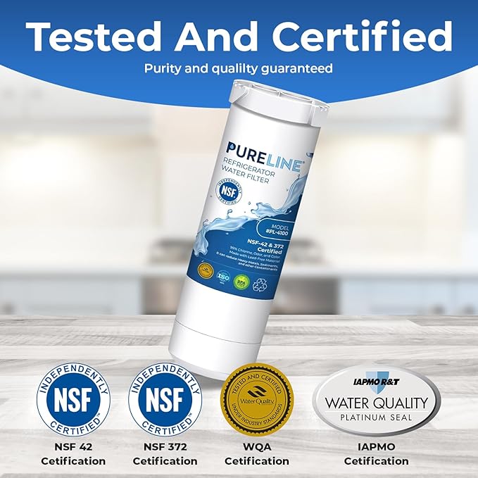 Pureline XWF Refrigerator Water Filter, Replacement for GE XWF, NSF-42 and 372 Certified (NOT XWFE) (2 Pack)