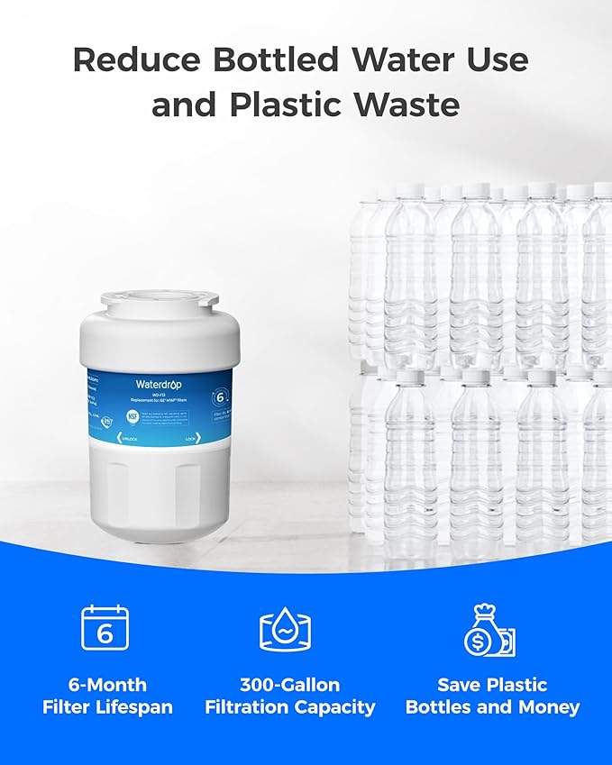 Waterdrop WD-F13 Water Filter, Replacement for GE® SmartWater® MWF®, MWFINT, MWFP, MWFA, GWF, HDX FMG-1, Kenmore® 9991, GSE25GSHECSS, WFC1201