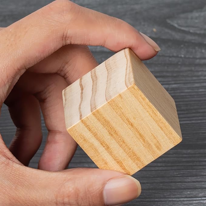 50 Pack Unfinished Wood Blocks 1.5 Inch - Solid Pine Wooden Cubes for Crafts, Sanded Smooth Natural Wood Squares for Painting, DIY Projects, Puzzle Making & Home Decor