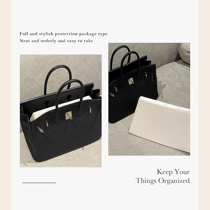 DGAZ Purse Pillow Shaper Insert,Luxury Handbag Tote Shapers, Memory Foam- Fits Birkin 20/25/30/35/40/45/50 Bag(Craie,BK25 Sellier)