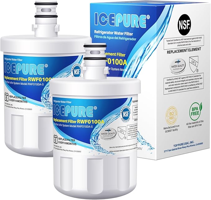 ICEPURE 5231JA2002A Refrigerator Water Filter, Compatible with LG LT500P, GEN11042FR-08, ADQ72910911, ADQ72910901, ADQ72910907, Kenmore 9890, 46-9890, HDX FML-1, LFX25974ST, LMX25964ST, 2 PACK