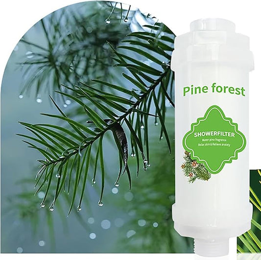 Vitamin C Shower Filter for Hard Water, Shower Aromatherapy, Water Purifier Bathroom Accessories Remove Chlorine Fluoride Heavy Metals Improves Skin Condition Protects Hair Pine Scent