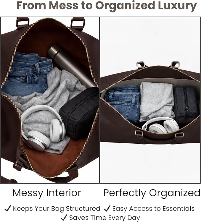 Structured Bag Organizer Insert for Keepall 45–60 – Interior Compartment Divider with One Round Holder