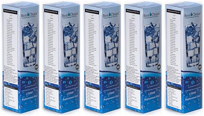 BCF80 Compatible With LG LT800P Certified Refrigerator Replacement Cartridge Fits ADQ73613401, ADQ73613402, Kenmore 9490, 46-9490, 469490 (5-Pack)