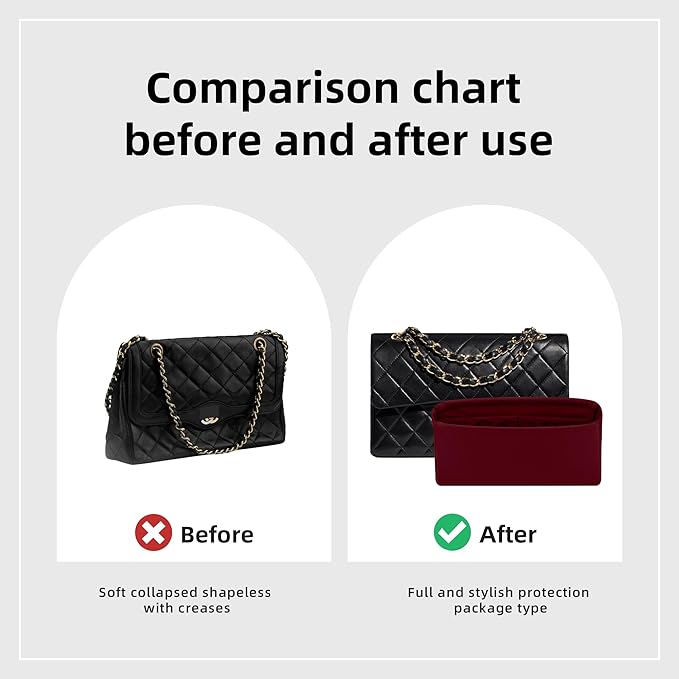 DGAZ Purse Organizer Insert，Silk Bag Organizer，Luxury Handbag & Tote Shaper Fits Chanel CF Bags