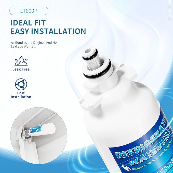 ADQ73613401 Water Filter Replacement for LG LT800P, LT800PC, ADQ736134, ADQ73613402, Kenmore 9490, Kenmore 46-9490, Pack of 4