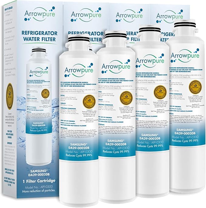 APF-0300 Fits Samsung Refrigerator Water Filter DA29-00020B Also HAF-CIN/EXP, RF28HMEDBSR, RWF0700A, RF4287HARS, RF263BEAESR, HDX FMS-2, 4-Pack